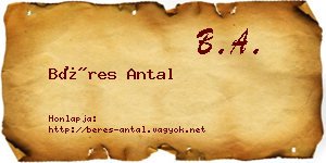 Béres Antal névjegykártya